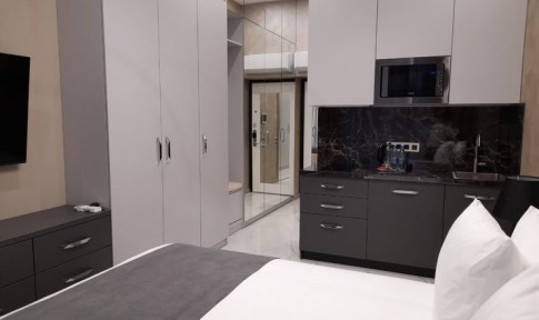 Апартаменты Студия (вид на сад) 2-местная. располагается на -1 этаже, но фактически окна выходят на уровне 3 этажа, фото 2